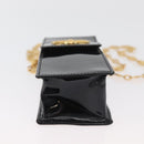 Gianni Versace Chain Shoulder Pouch Patent leather Black Gold Auth bs35263-9