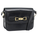 CELINE Horse Carriage Shoulder Bag Leather Black Gold Auth bs35269-1