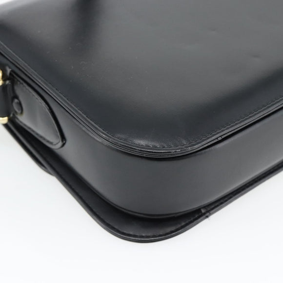 CELINE Horse Carriage Shoulder Bag Leather Black Gold Auth bs35269