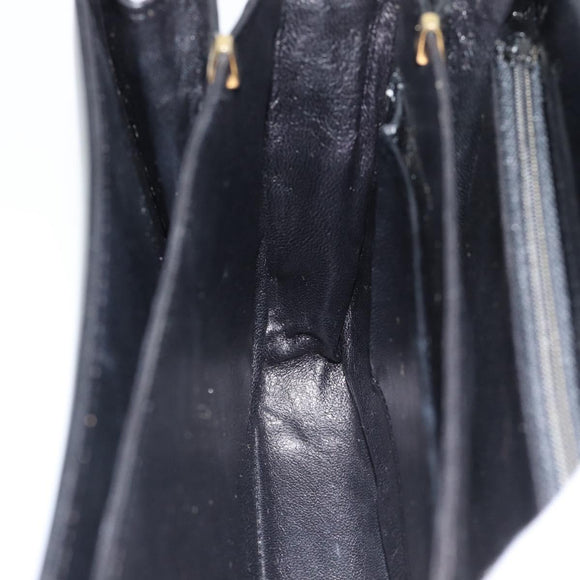 CELINE Horse Carriage Shoulder Bag Leather Black Gold Auth bs35269