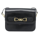 CELINE Horse Carriage Shoulder Bag Leather Black Gold Auth bs35269-13