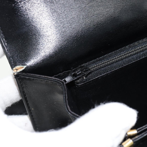 CELINE Horse Carriage Shoulder Bag Leather Black Gold Auth bs35269