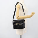 CELINE Horse Carriage Shoulder Bag Leather Black Gold Auth bs35269-26