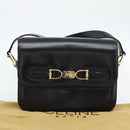 CELINE Horse Carriage Shoulder Bag Leather Black Gold Auth bs35269-12