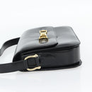 CELINE Horse Carriage Shoulder Bag Leather Black Gold Auth bs35269-3
