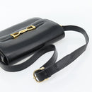 CELINE Horse Carriage Shoulder Bag Leather Black Gold Auth bs35269-7