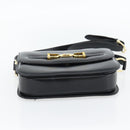 CELINE Horse Carriage Shoulder Bag Leather Black Gold Auth bs35269-5