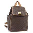 CELINE Macadam Canvas Backpack PVC Leather Brown Gold Auth bs35270-1