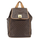 CELINE Macadam Canvas Backpack PVC Leather Brown Gold Auth bs35270-2
