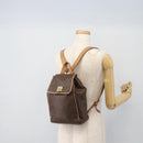 CELINE Macadam Canvas Backpack PVC Leather Brown Gold Auth bs35270-23