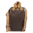 CELINE Macadam Canvas Backpack PVC Leather Brown Gold Auth bs35270-3