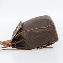 CELINE Macadam Canvas Backpack PVC Leather Brown Gold Auth bs35270-4