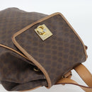 CELINE Macadam Canvas Backpack PVC Leather Brown Gold Auth bs35270-6