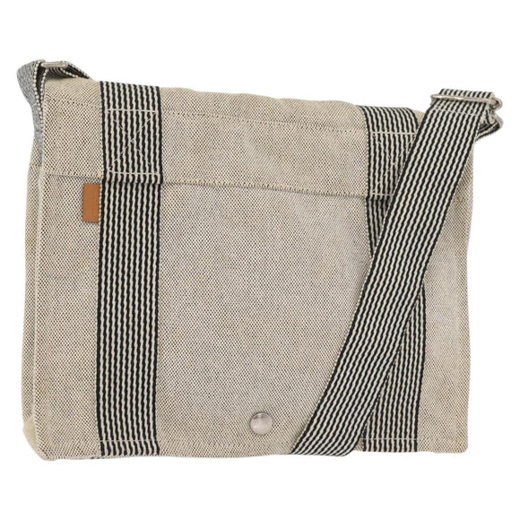 HERMES New Fourre Tout Bassas PM Shoulder Bag Cotton Gray Silver Auth bs35271