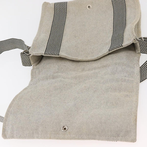 HERMES New Fourre Tout Bassas PM Shoulder Bag Cotton Gray Silver Auth bs35271