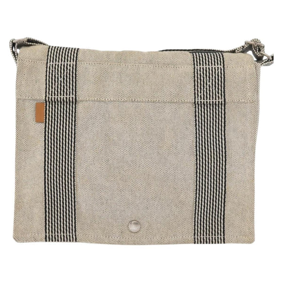 HERMES New Fourre Tout Bassas PM Shoulder Bag Cotton Gray Silver Auth bs35271