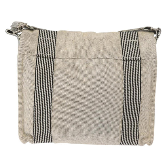 HERMES New Fourre Tout Bassas PM Shoulder Bag Cotton Gray Silver Auth bs35271