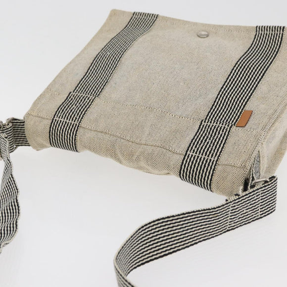 HERMES New Fourre Tout Bassas PM Shoulder Bag Cotton Gray Silver Auth bs35271