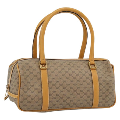 GUCCI Micro GG Supreme Hand Bag PVC Beige Gold Auth bs35272