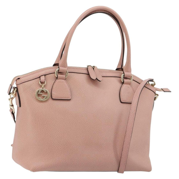 GUCCI Hand Bag Leather 2way Pink Gold 449651 Auth bs35273A