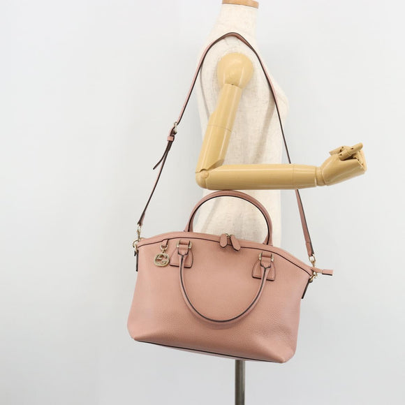 GUCCI Hand Bag Leather 2way Pink Gold 449651 Auth bs35273A