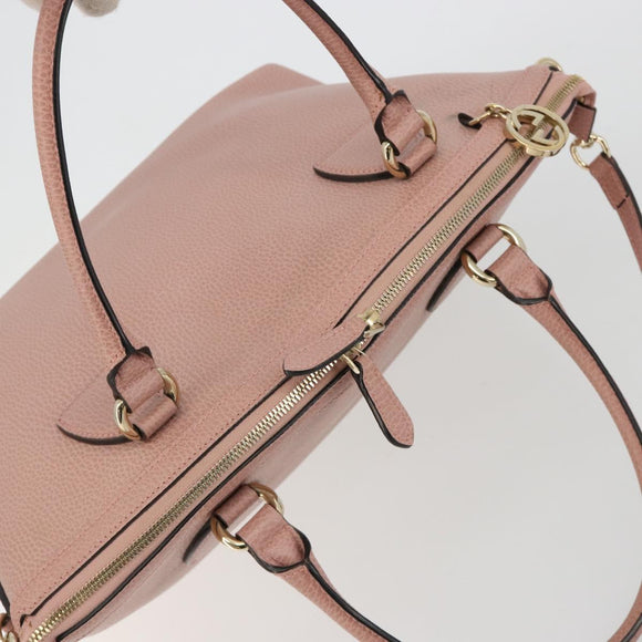 GUCCI Hand Bag Leather 2way Pink Gold 449651 Auth bs35273A