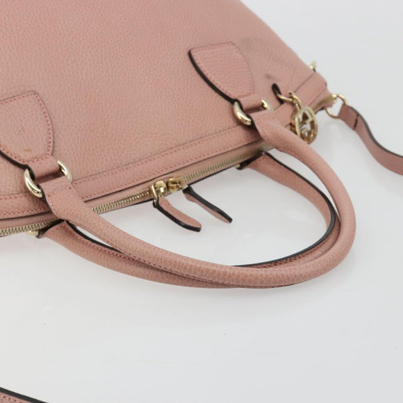 GUCCI Hand Bag Leather 2way Pink Gold 449651 Auth bs35273A
