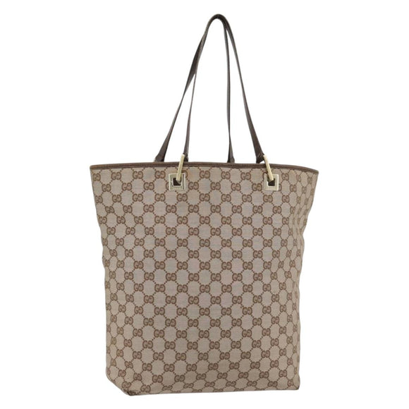 GUCCI GG Canvas Tote Bag Beige Gold 002 1098 1705 Auth bs35275