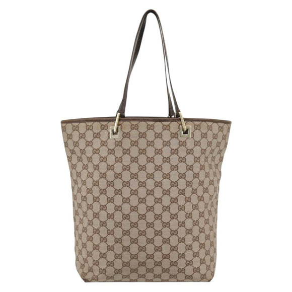 GUCCI GG Canvas Tote Bag Beige Gold 002 1098 1705 Auth bs35275