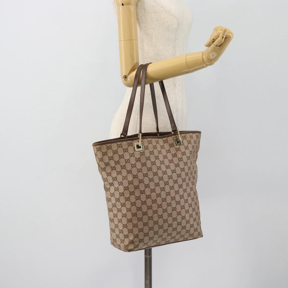 GUCCI GG Canvas Tote Bag Beige Gold 002 1098 1705 Auth bs35275