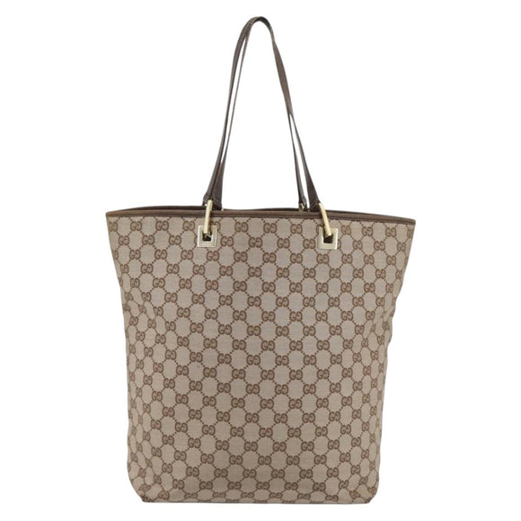 GUCCI GG Canvas Tote Bag Beige Gold 002 1098 1705 Auth bs35275
