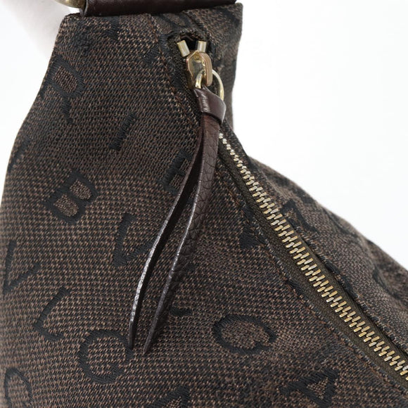 BVLGARI Logo Mania Shoulder Bag Canvas Brown Gold Auth bs35281