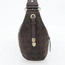BVLGARI Logo Mania Shoulder Bag Canvas Brown Gold Auth bs35281-3