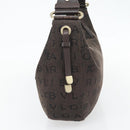 BVLGARI Logo Mania Shoulder Bag Canvas Brown Gold Auth bs35281-4