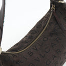 BVLGARI Logo Mania Shoulder Bag Canvas Brown Gold Auth bs35281-6