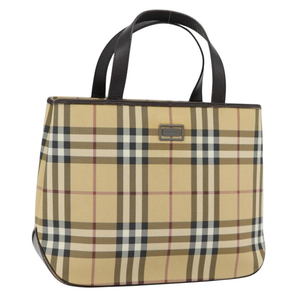 BURBERRY Nova Check Handtasche PVC Beige Auth bs35282