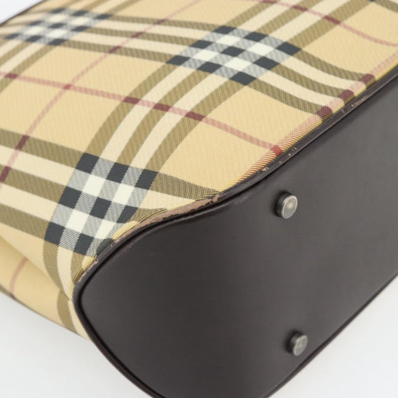 BURBERRY Nova Check Handtasche PVC Beige Auth bs35282