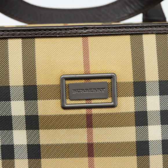 BURBERRY Nova Check Handtasche PVC Beige Auth bs35282