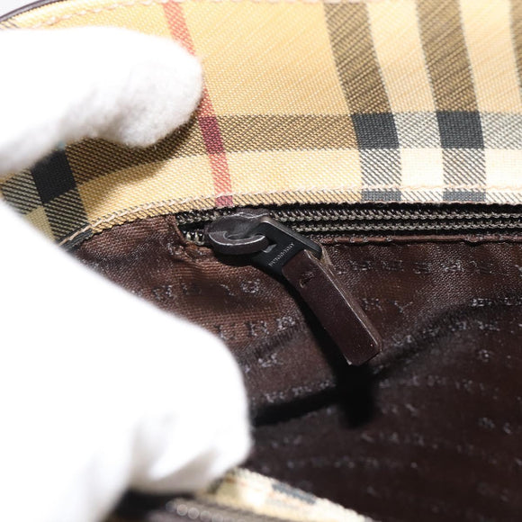 BURBERRY Nova Check Handtasche PVC Beige Auth bs35282