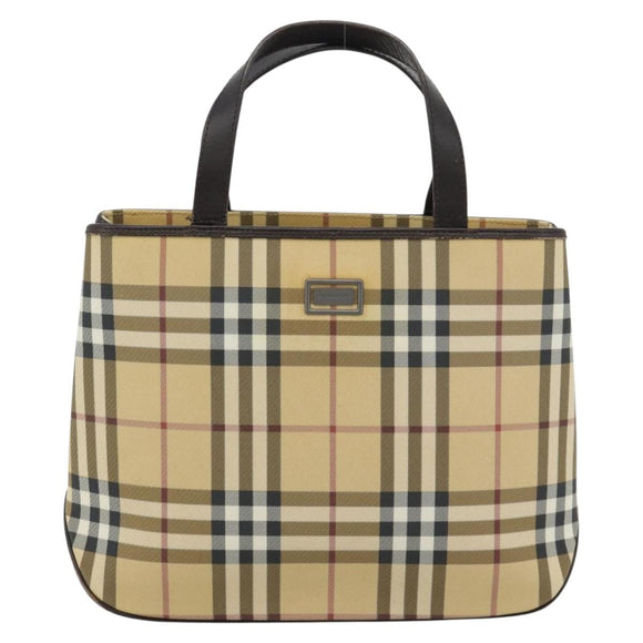 BURBERRY Nova Check Handtasche PVC Beige Auth bs35282