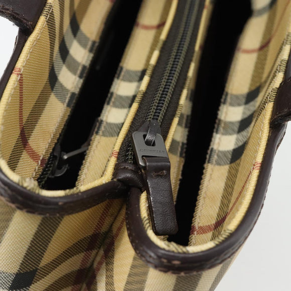 BURBERRY Nova Check Handtasche PVC Beige Auth bs35282