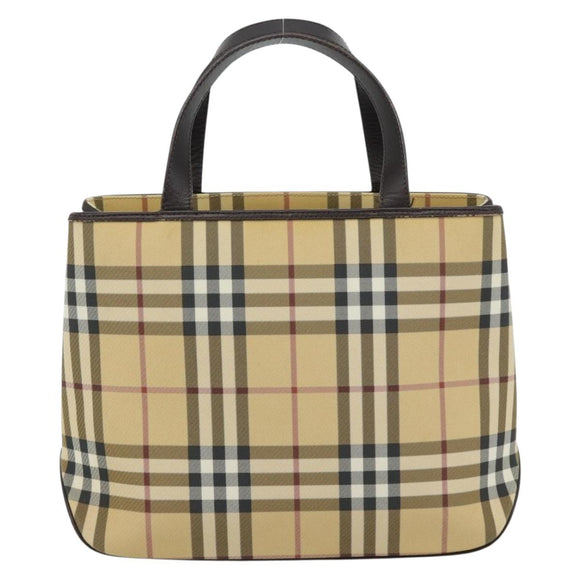 BURBERRY Nova Check Handtasche PVC Beige Auth bs35282