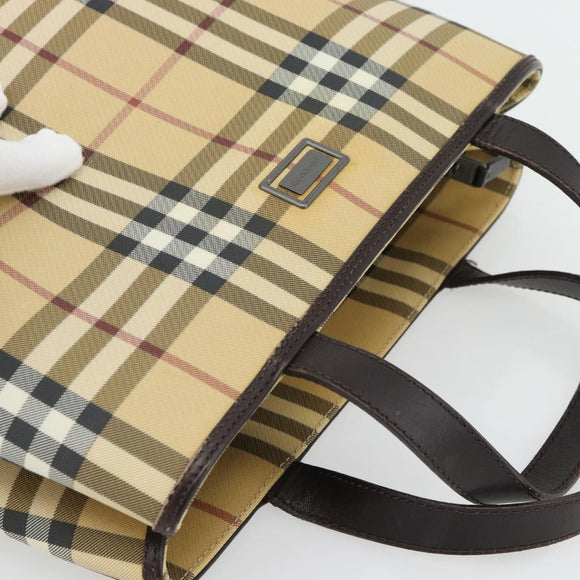 BURBERRY Nova Check Handtasche PVC Beige Auth bs35282