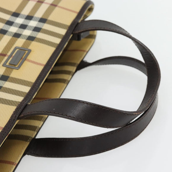 BURBERRY Nova Check Handtasche PVC Beige Auth bs35282