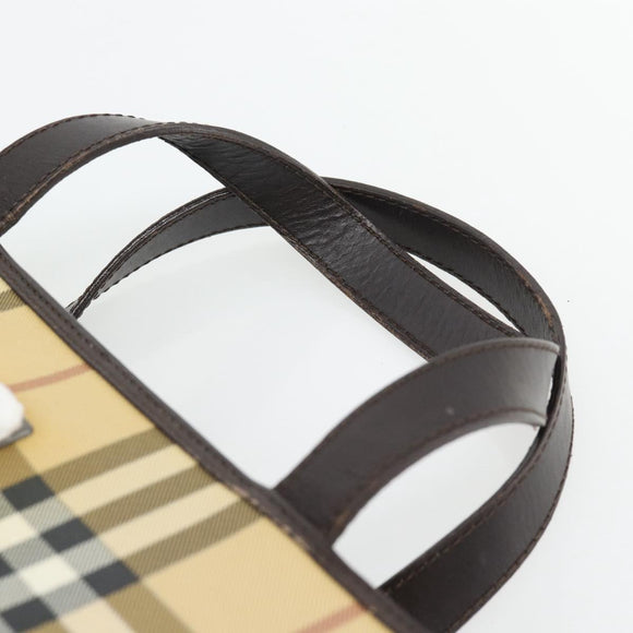 BURBERRY Nova Check Handtasche PVC Beige Auth bs35282