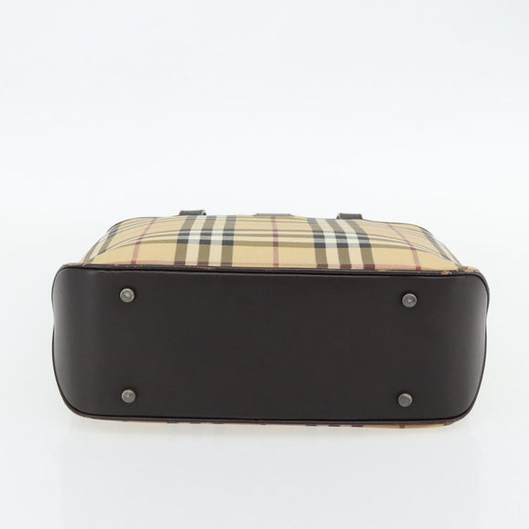 BURBERRY Nova Check Handtasche PVC Beige Auth bs35282