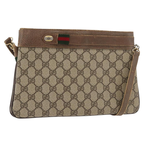 GUCCI GG Supreme Web Sherry Line Tasche PVC Beige Gold 904 02 035 Auth bs35284