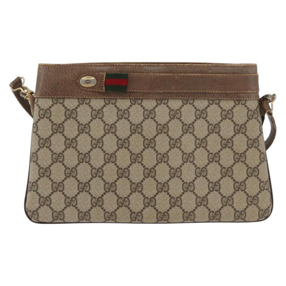 GUCCI GG Supreme Web Sherry Line Tasche PVC Beige Gold 904 02 035 Auth bs35284