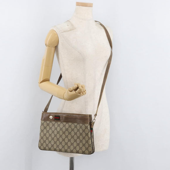 GUCCI GG Supreme Web Sherry Line Tasche PVC Beige Gold 904 02 035 Auth bs35284