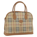 Burberrys Nova Check Hand Bag PVC Beige Gold Auth bs35285-1